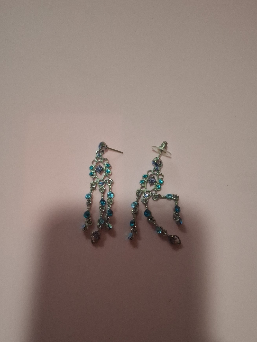 Blue Crystal Dangle Earrings - Unbranded